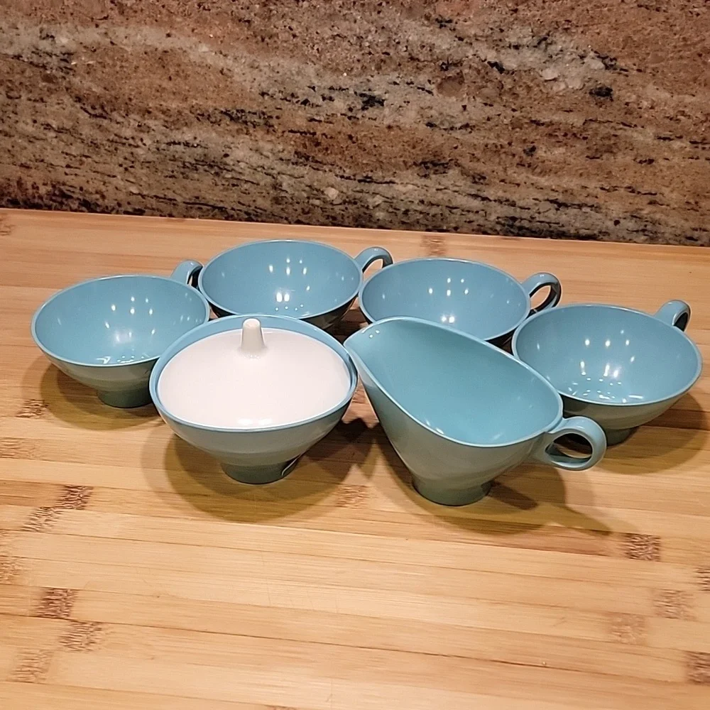 Vintage Boontonware Melamine Melmac Turquoise set - Picture 2 of 5